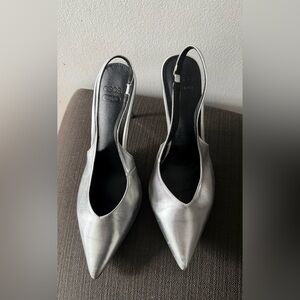 ASOS Design Silver Slingback Stiletto Heels Size 10